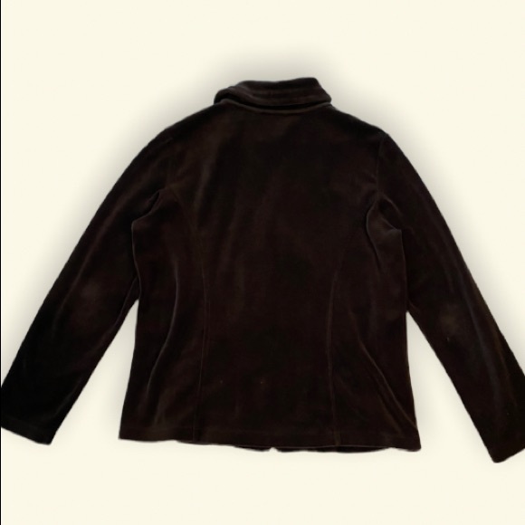 Velour Brown Front Zip Hoddie Y2K - Picture 2 of 3